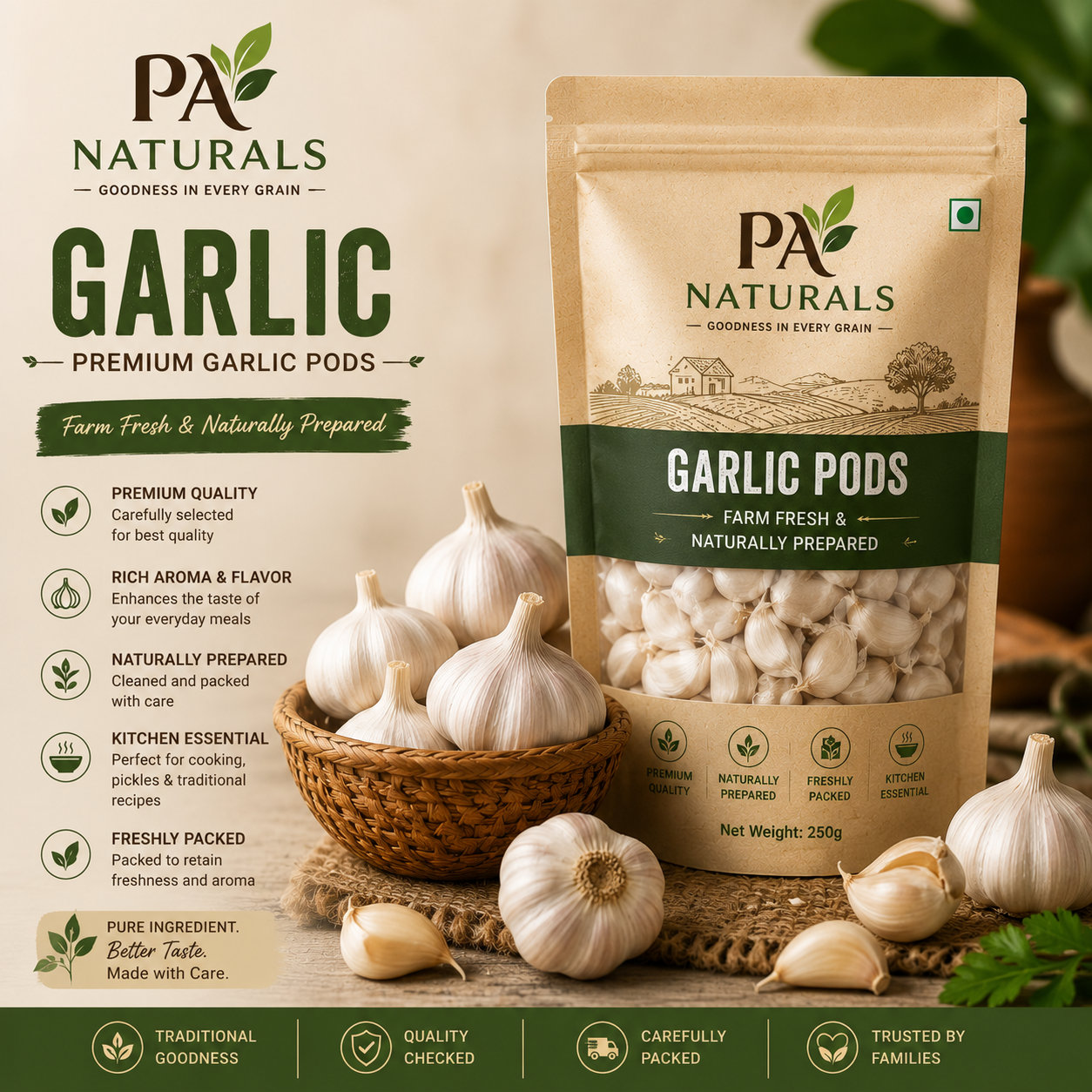 Premium Garlic Pods(Allam)