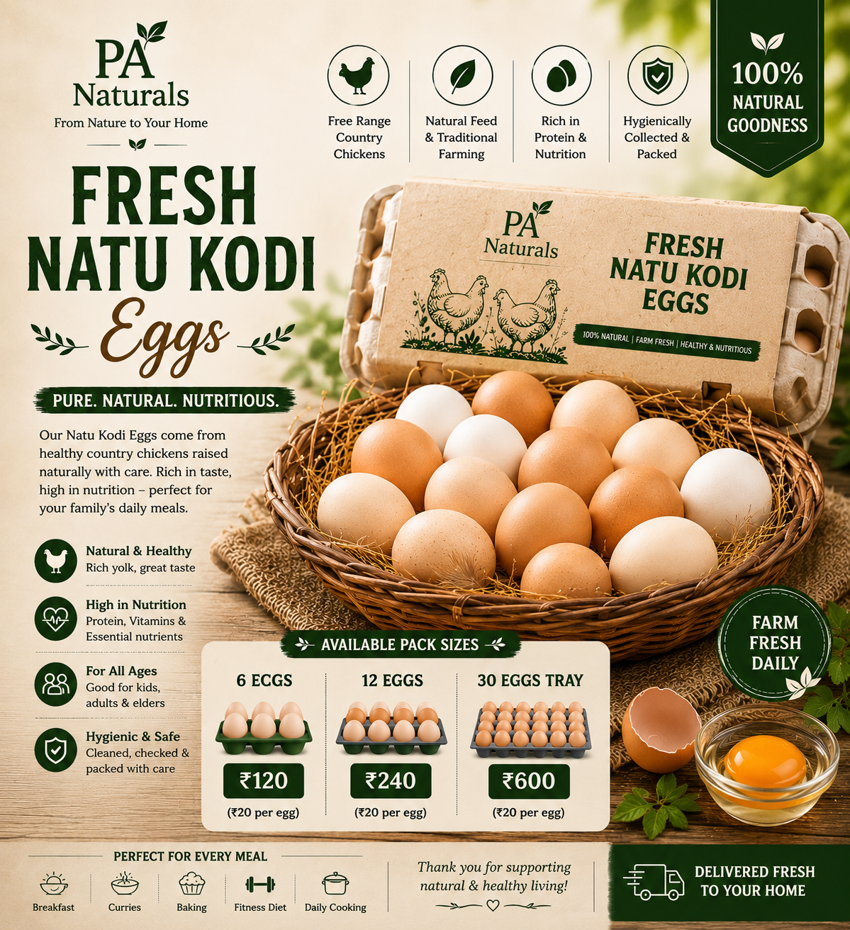 Fresh Natu Kodi Eggs(country eggs)